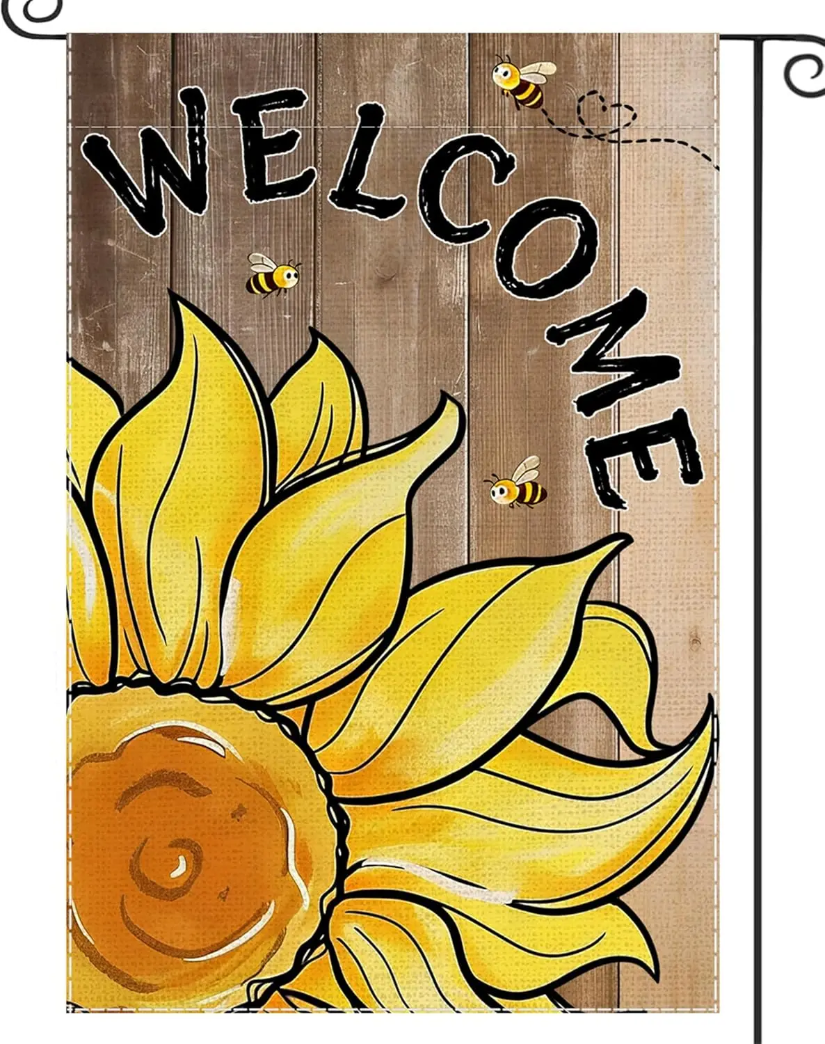 Summer Garden Flag Sunflower Welcome Small Flags for Outside, 12x18 Inch Bee Floral Double Sided Burlap Vertical Farmhouse H MMZ
