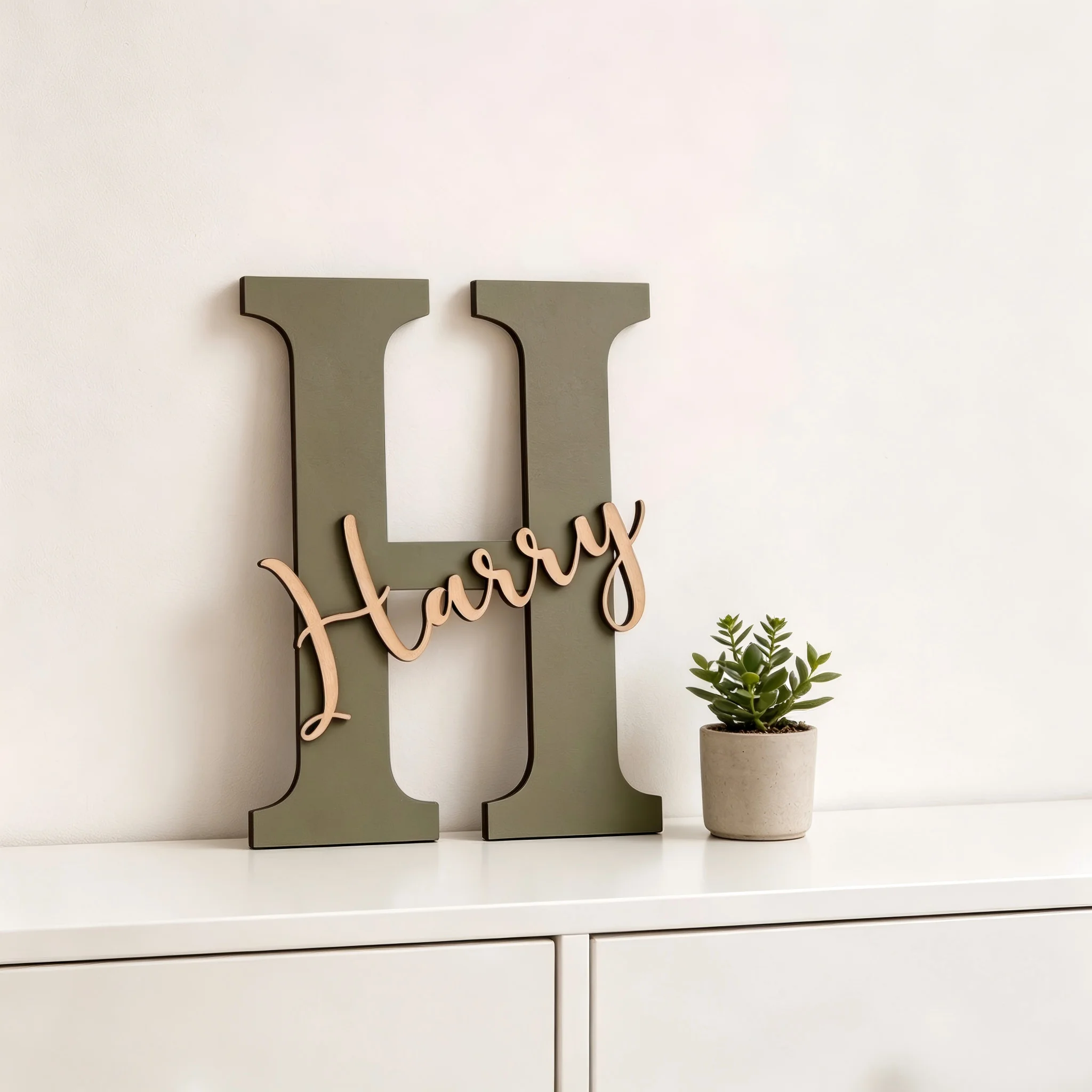 1Pc Custom Nordic style Letter Wooden Name Plaque,Home Room neutral-toned Wall Door Decor,DIY Paintable,Birthday Wedding Gift