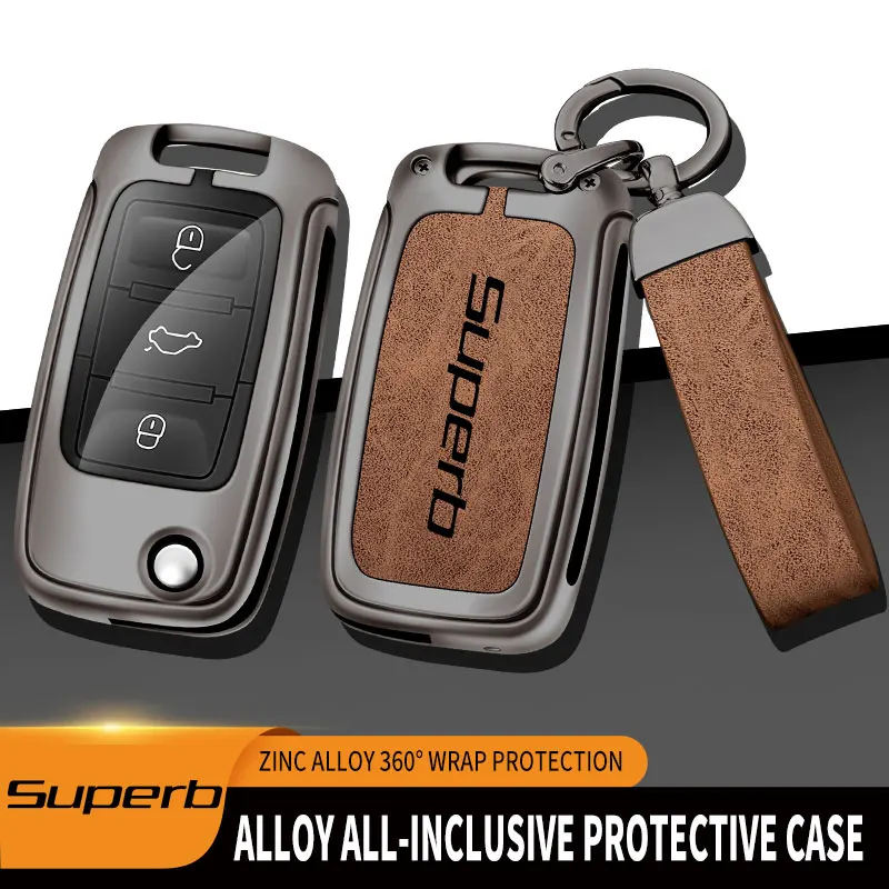 Zinc alloy car key cover case for Skoda Superb 2 3V 3T B5 B6 B8 MK2 2001 2004-2020 New fashion car key cover Car Accessories