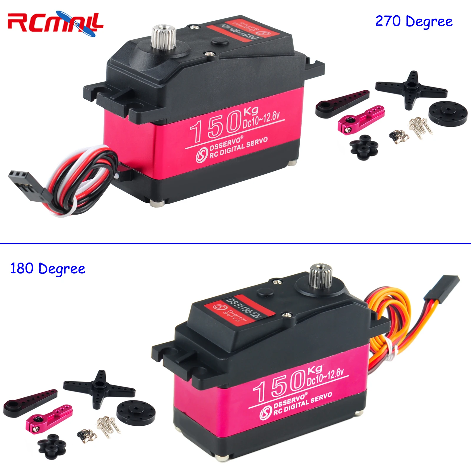 Servo Numérique DS51150 150KG 12V Résistant IP66, Haute Tension avec Bras Servo 18T, Engrenage Entièrement D.lique RC pour Voiture Robot