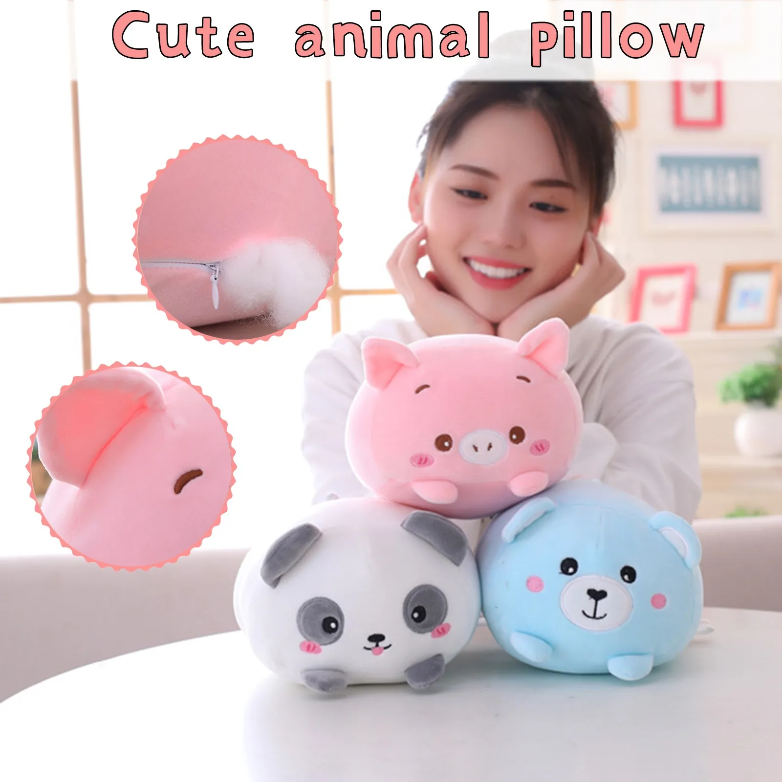 

Kawaii Cartoon Almohada de dibujos animados de animales súper suave de 20cm juguete de peluche de oso de cerdo gordo muñeco