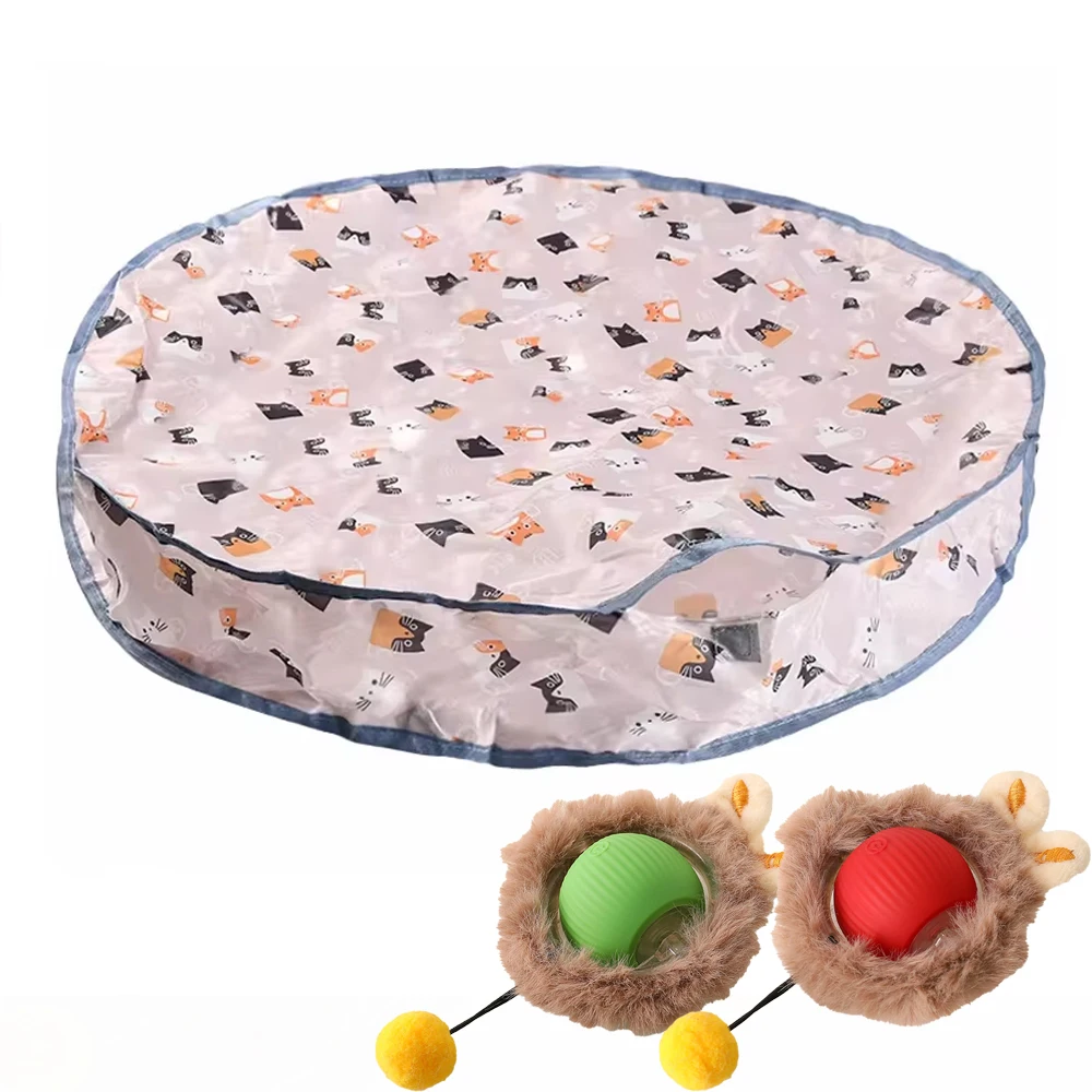 Intelligenter interaktiver Katzenspielzeugball, schnell rollender Beutel, Versteckspielzeug, bewegungsaktiviertes interaktives Katzenspielzeug für den Innenbereich