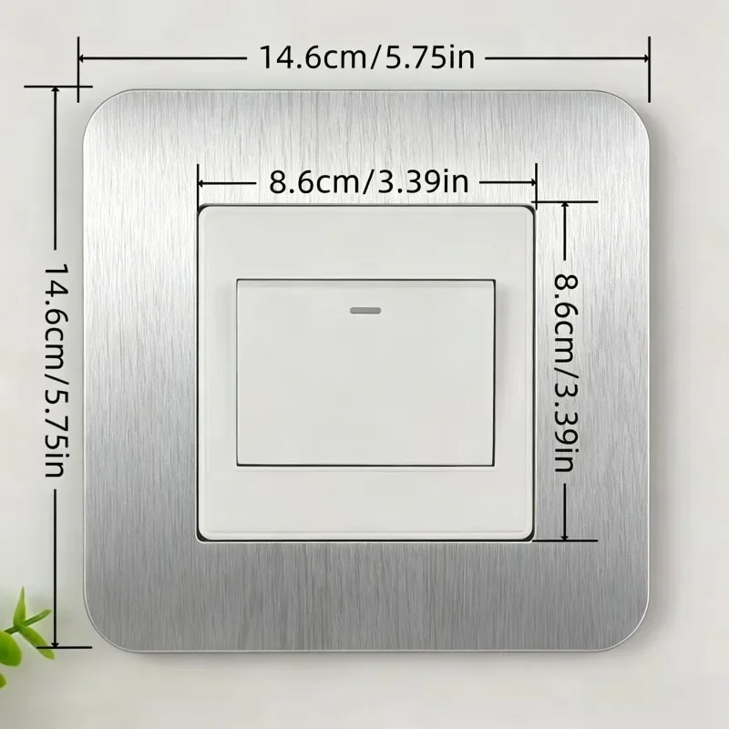 1/2/4PCS 14.6×14.6CM Silver Wall Switch Cover Outlet Frame Protector Self-Adhesive Electric Plate Trim for Home Wall Decor