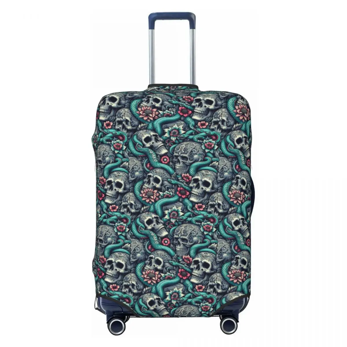 

Custom Gothic Skulls Snakes And Flowers Pattern Suitcase Cover Washable Luggage Protective Covers for 18-32 inch
