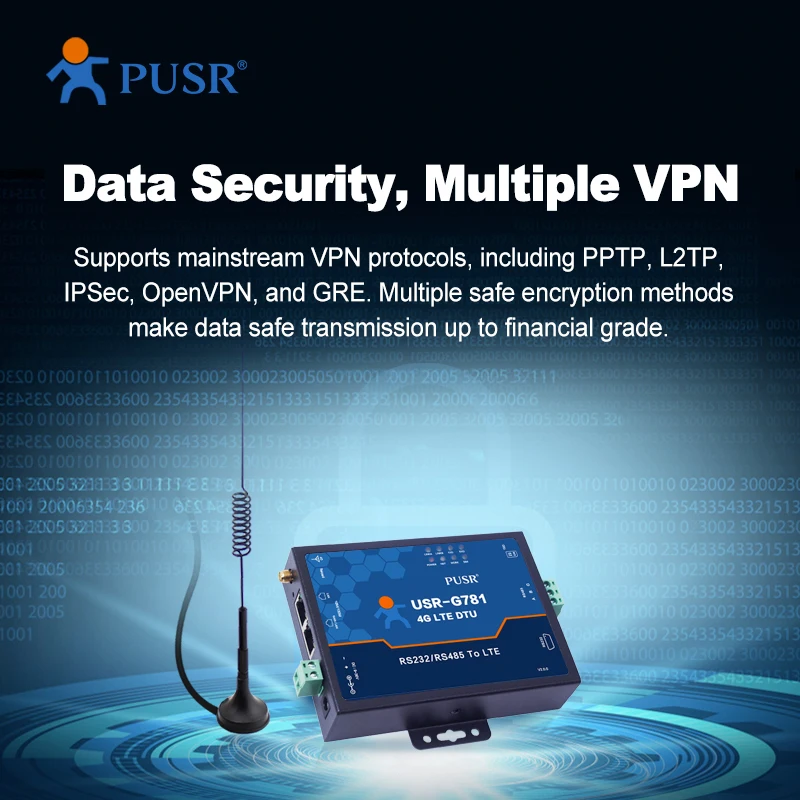 USR-G781-AU M2M أجهزة توجيه مودم الخلوية الصناعية RS232 RS485 2G/3G/4G شبكة في جميع أنحاء العالم APN/VPDN بطاقة SIM تدعم OPENVPN