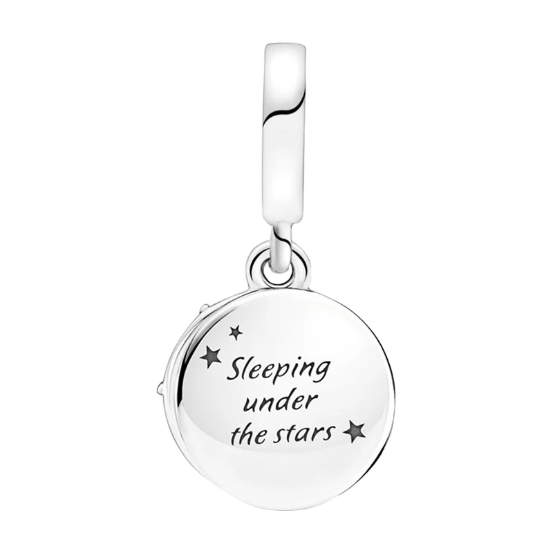 Camping Night Sky Double Disc Pendants Charms For Bracelet Women DIY Silver 925 Original Jewelry Making Moon Star Tent CZ Enamel