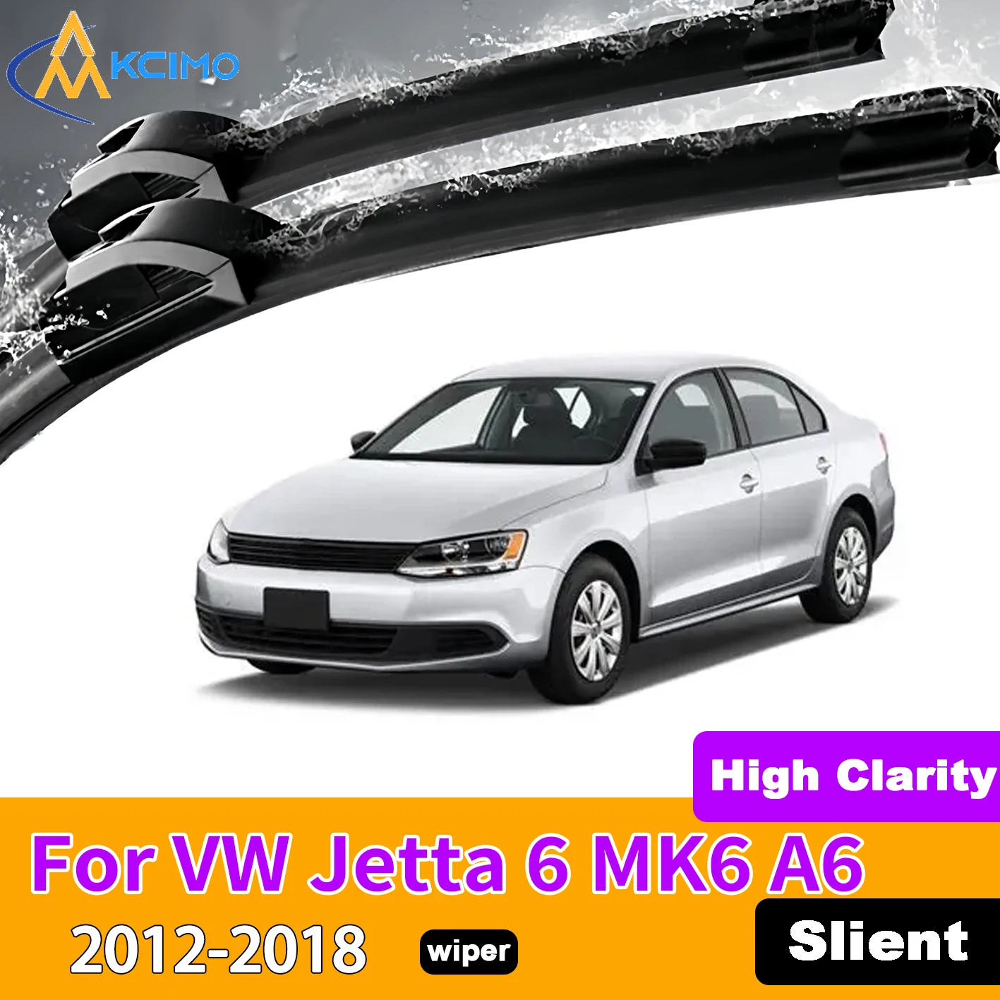 

KCIMO 2PCS Front Windshield Wiper Blades For VW Jetta 6 MK6 A6 Passat CC 2012-2018 Full Coverage Wiping Silent Wiper Blades