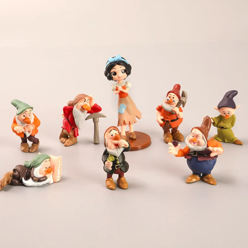 8pcs/Lot Disney Princess Q Vesion Snow White and The Seven Dwarfs Figure Toy Model Dolls Gift for Children