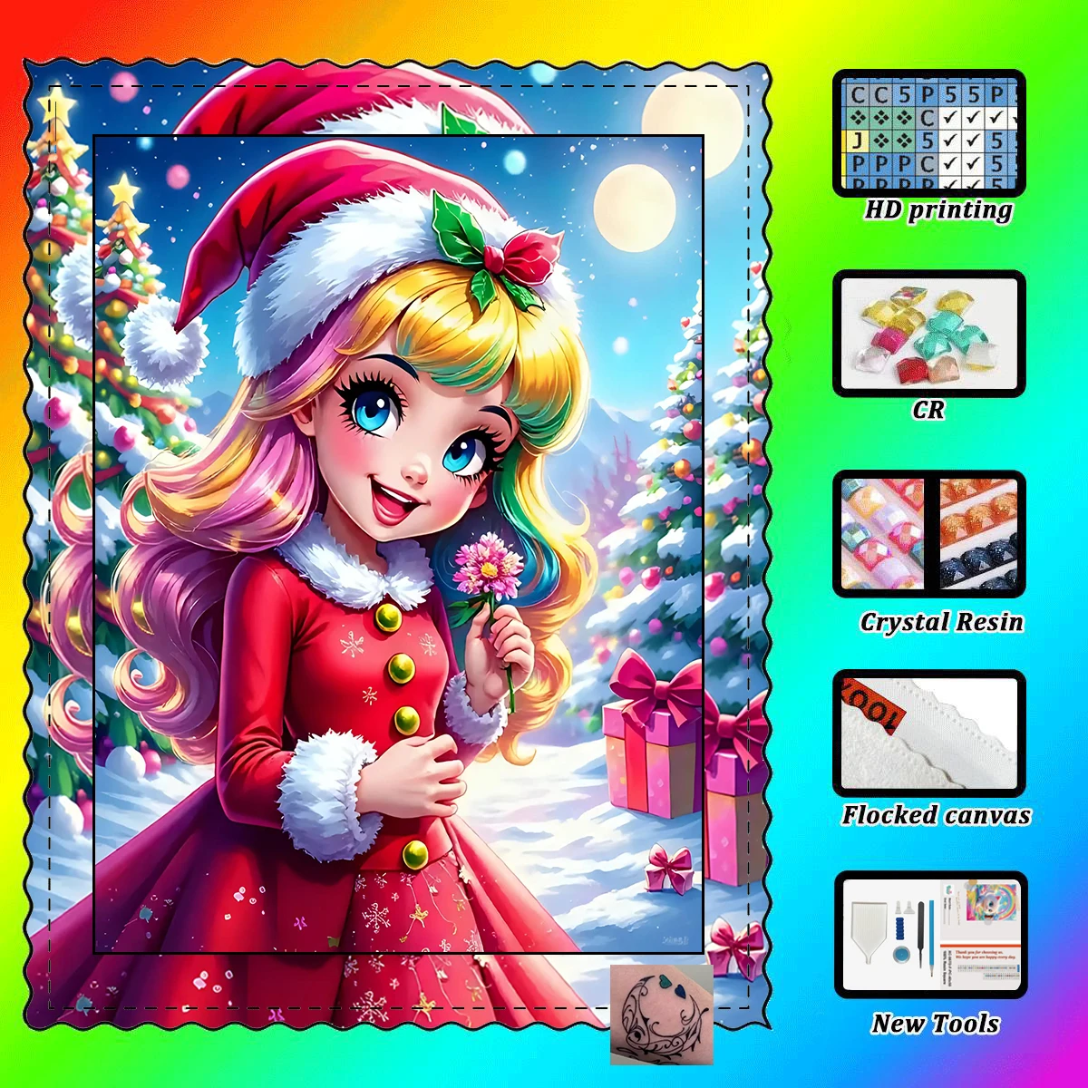 

【Maff Padial DIAMOND ART】Девушка и Рождественская смола Алмаз AB Алмазный кристалл Алмазная фея Пыль Алмазная картина