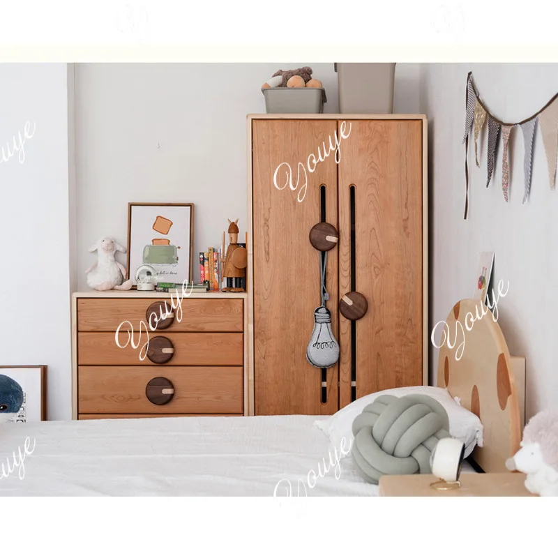 

All solid wood children's wardrobe small wardrobe storage combination storage cabinet Nordic Japanese style children's room furn