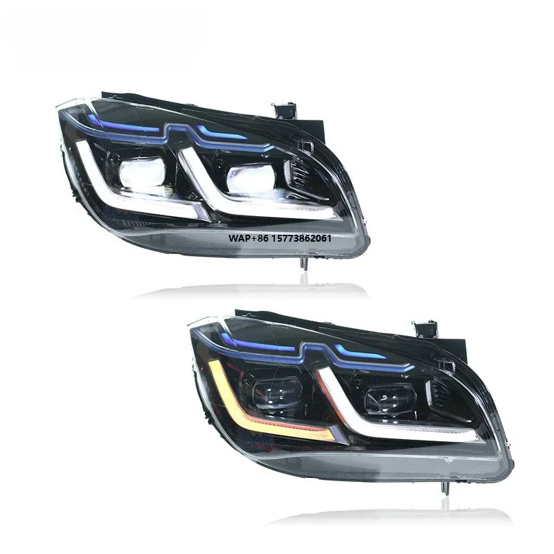 

1 Unit for 10-15 X1 Headlight Assembly E84 Modified with LED Lens, Blue Eyebrow Daytime Running Light, LED Turn signal