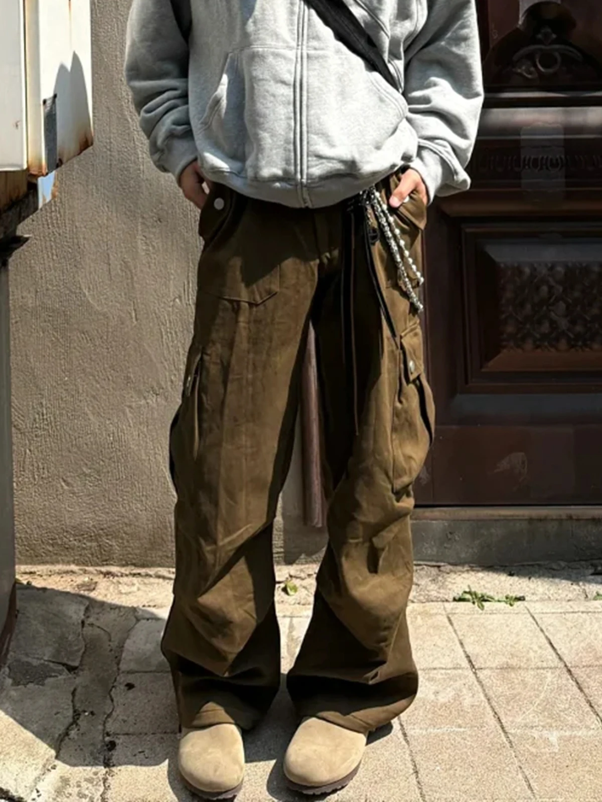 

Американские уличные рабочие брюки, мужские весенне-осенние свободные прямые повседневные винтажные складные солдатские брюки в стиле хип-хоп