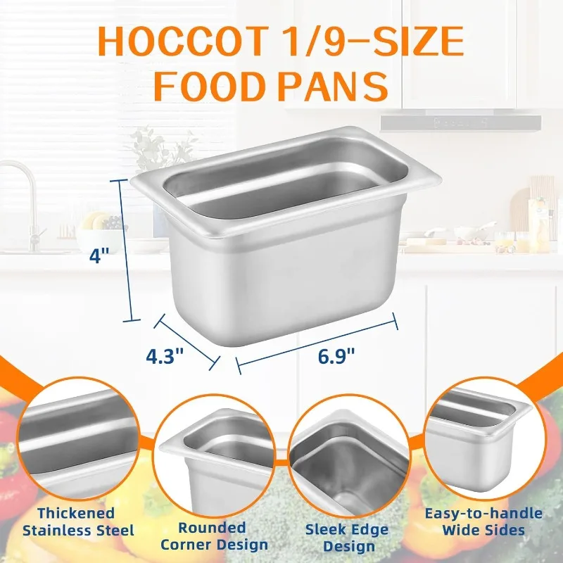 Hotel Pan 6 Packs, 4" Deep 304 Stainless Steel Steam Table Pan for Chafing, Commercial Food Pan for Hotel, Buffet, Restaurant