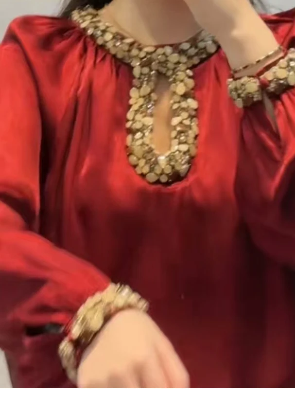 Francês sle redondo ne renda sve Thiened longo sve overhead oco para fora topo para mulheres jovens primavera 2026 ajuste solto