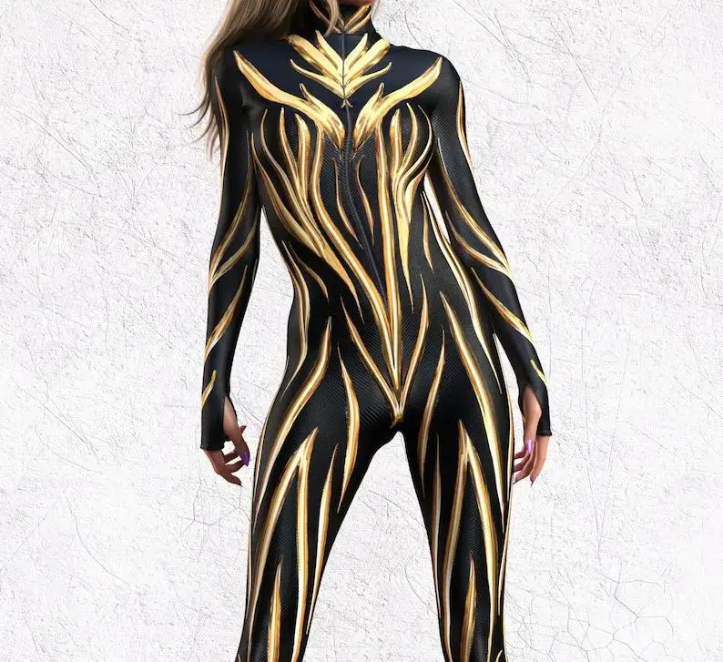 Halloween Bunter 3D-Druck Damen-Jumpsuit Erwachsener Sexy Rollenspiel-Bodysuit Party Bühnenauftritt Monos Catsuit Rave-Outfit – Detail 5