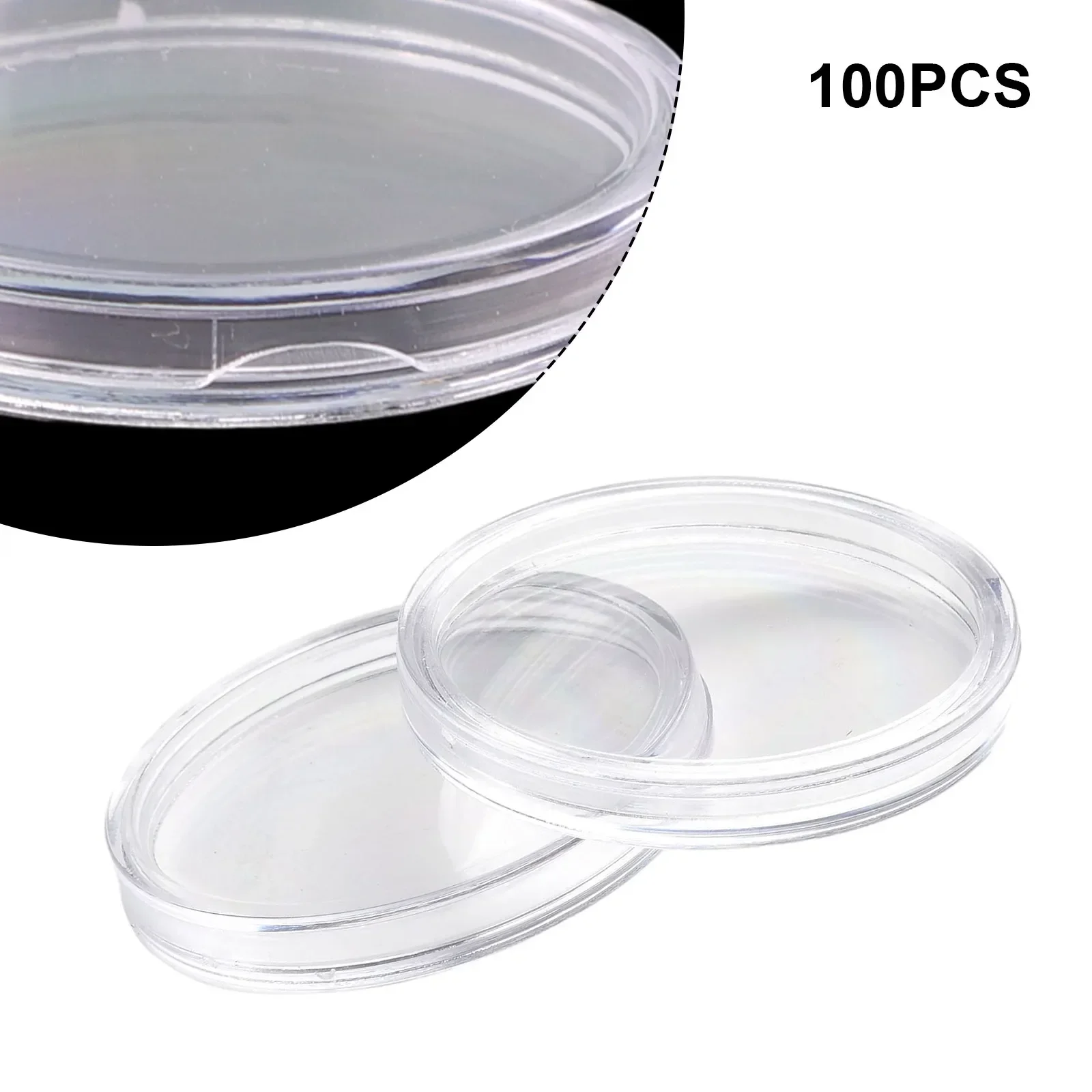 100Pcs 32mm Clear Round Plastic Coin Display Capsules Box Storage Coin Collection Holder Containers Home Supplies