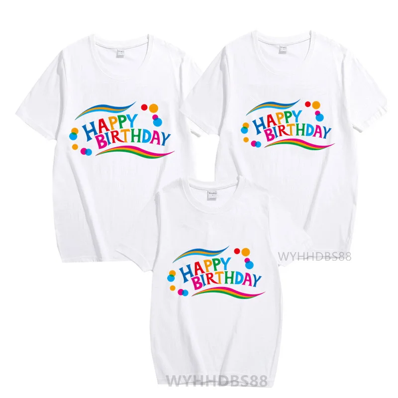 Family Matching Clothing Happy Birthday Party T-shirt Mom, Dad, Daughter Son T-shirt Family Dress Up T-shirt