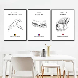 Circuit Wall Art Canvas Paintings Race Track Posters and Prints Decorative Pictures for Racing Enthusiast Living Room Home Decor