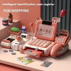 New Children Play House Toy Mini Food Simulation Supermarket Can Scan Multi Function Sound Light Cash Register Kids Toys Gift