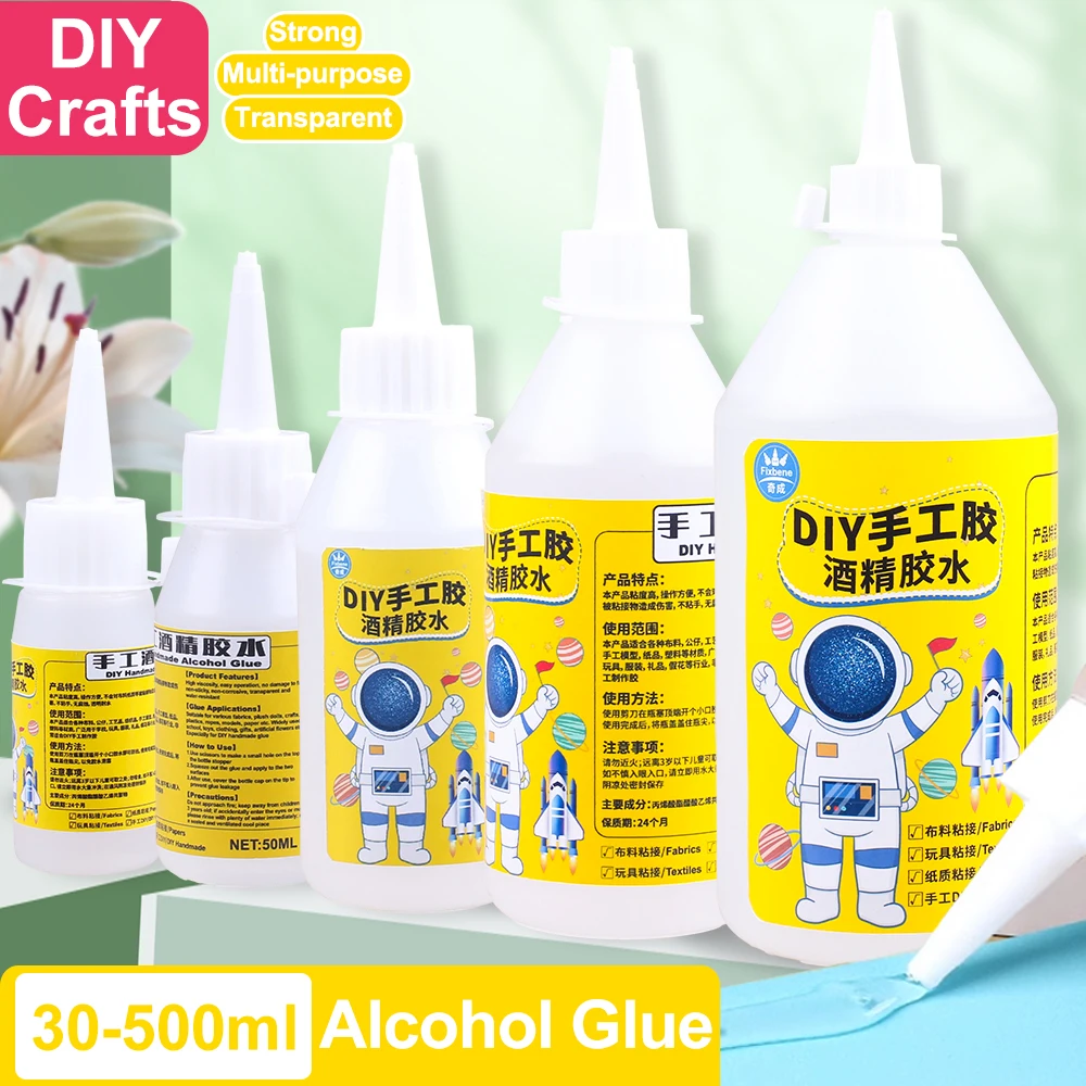 Transparent Glue Alcohol Adhesive Vinyl Quick Drying Flower Decoration DIY Craft Kids Toy School Fabric Wood Paper Low Odor Soft