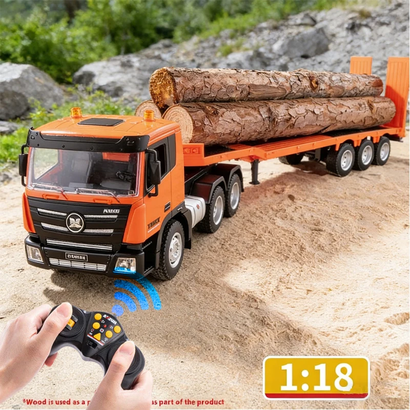 

Huina 1:18 RC Truck Model 9CH Alloy Engineer Vehicle 2.4G Remote Control Car Radio Controlled Flatbed Trailer Toys for Boy Gifts