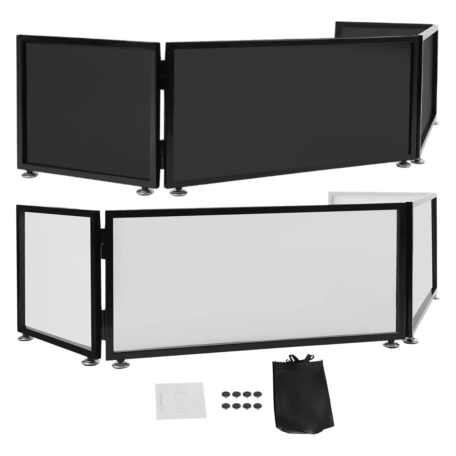 

Dj Booth Dj Facade Table Station, 67X20X15.7Inch Portable Desop Event Facade Dj Booth Foldable Cover Screen - Folding Steel Fra