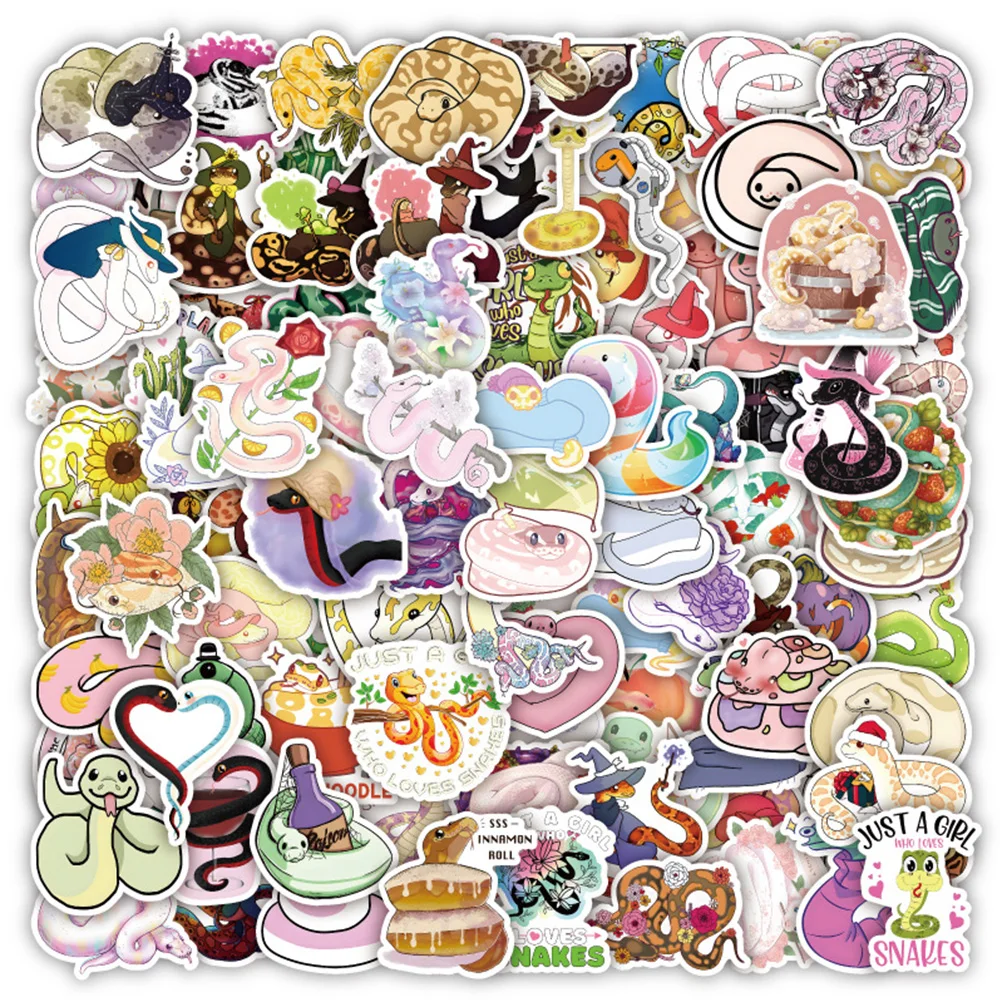 

10/30/50/100pcs Cartoon Snake Graffiti Stickers Decals DIY Car Skateboard Laptop Motor Tablet Waterproof Animal Sticker Kid Toys