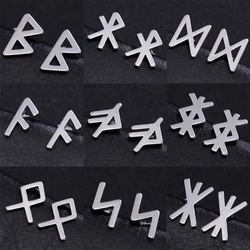 LIKGREAT Nordic Runes Letter Stud Earrings Vintage Stanless Steel Earrings for Women Men Viking Amulet Minimalist Jewelry Gift