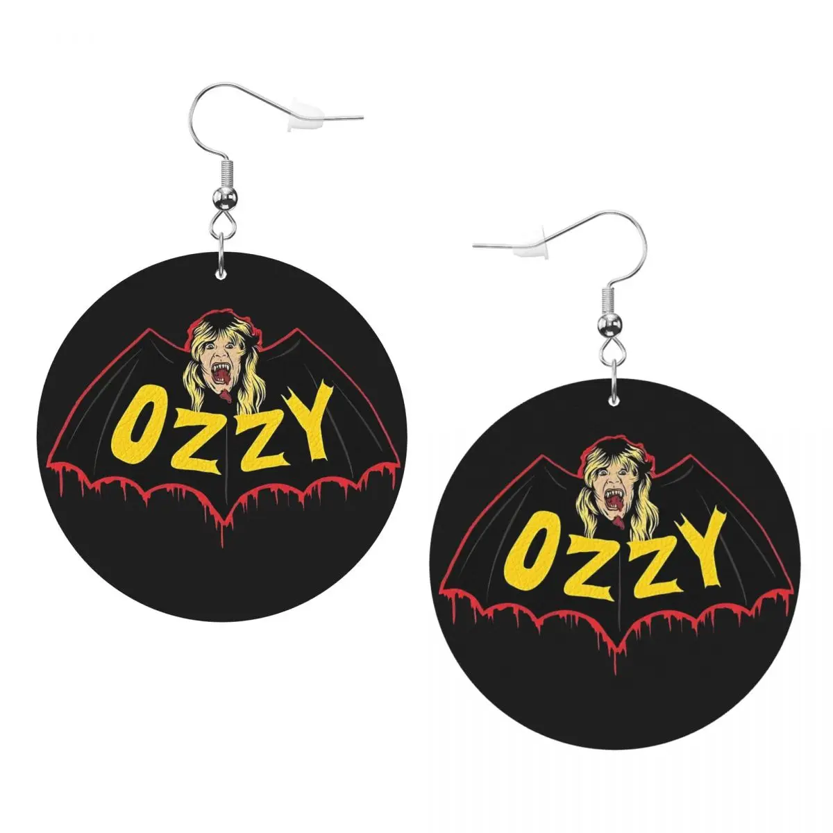 

Кожаные серьги из ПВХ на заказ Ozzy Osbourne, висячие серьги, ювелирные изделия для женщин, хэви-метал, рок-группа для жены, матери, подарок