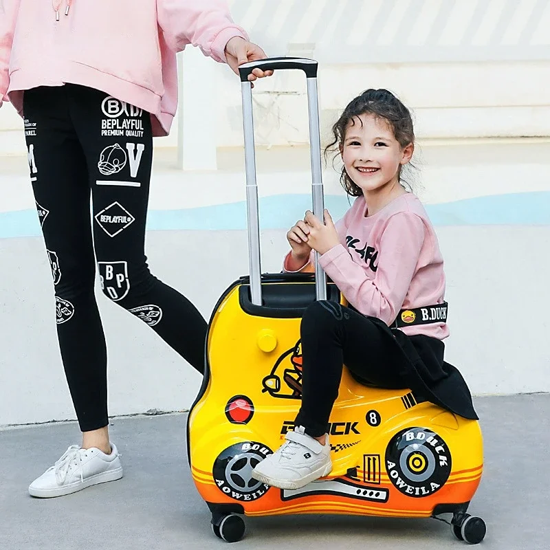 Travel bags for children kids' luggage middle size luggage travel suitcases with wheels Little yellow duck rolling luggage case