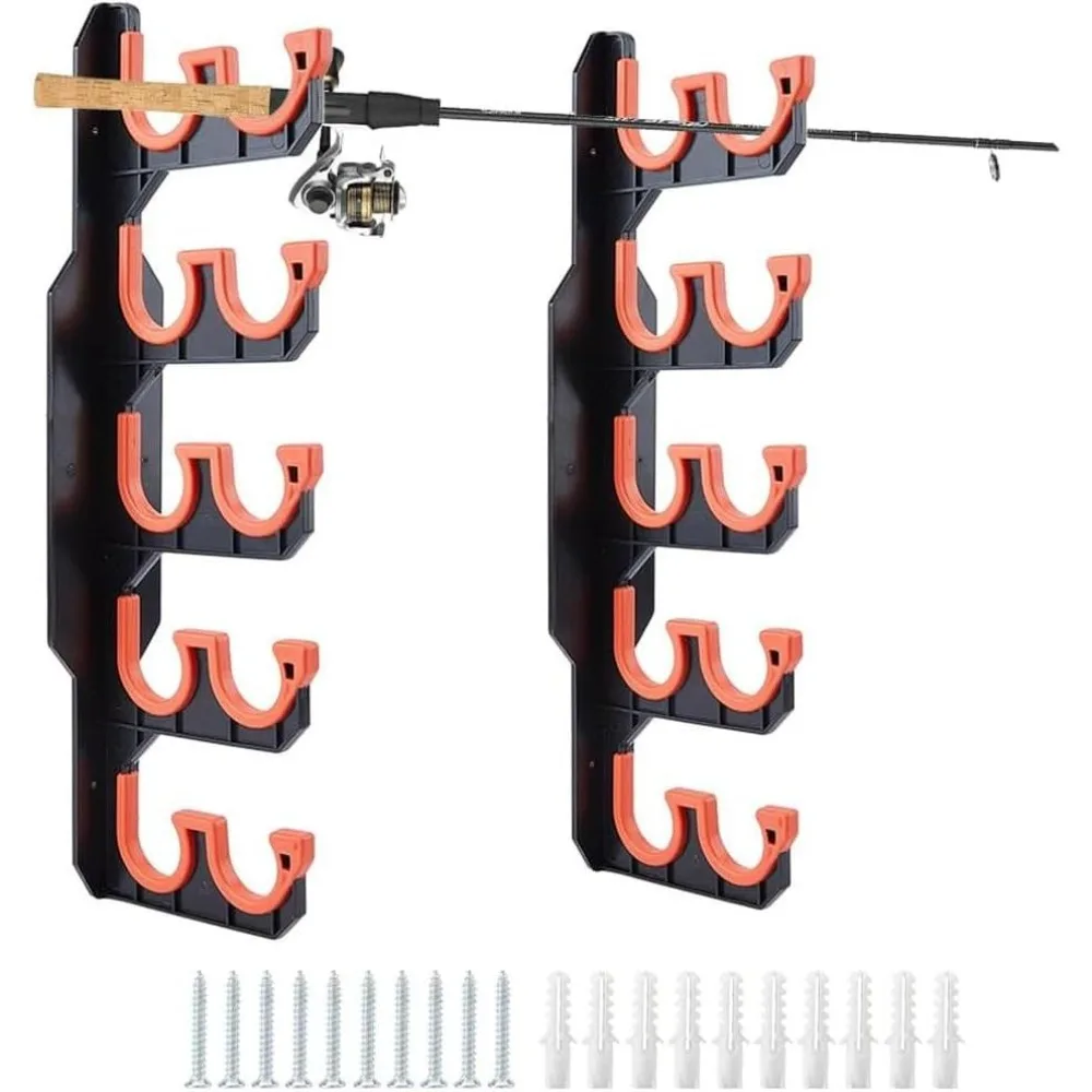 Fishing Rod Holder Dual-row Design Fishing Pole Holders for Garage Plastic Wall or Ceiling Mounted Fishing Rod Rack