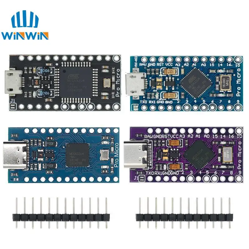 Pro Micro ATMEGA32U4 5V/16MHZ module With the bootloader for arduino MINI USB/Micro USB/TYPE-C with 2 row pin header for arduino