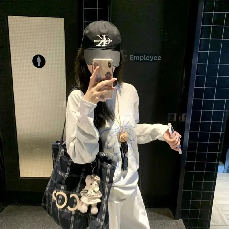 

Briti Sle Tote Bag Women Large Capaci Single oulder Canvas Bag Casual Hobo Bag with Che Pattern Zipper Closure