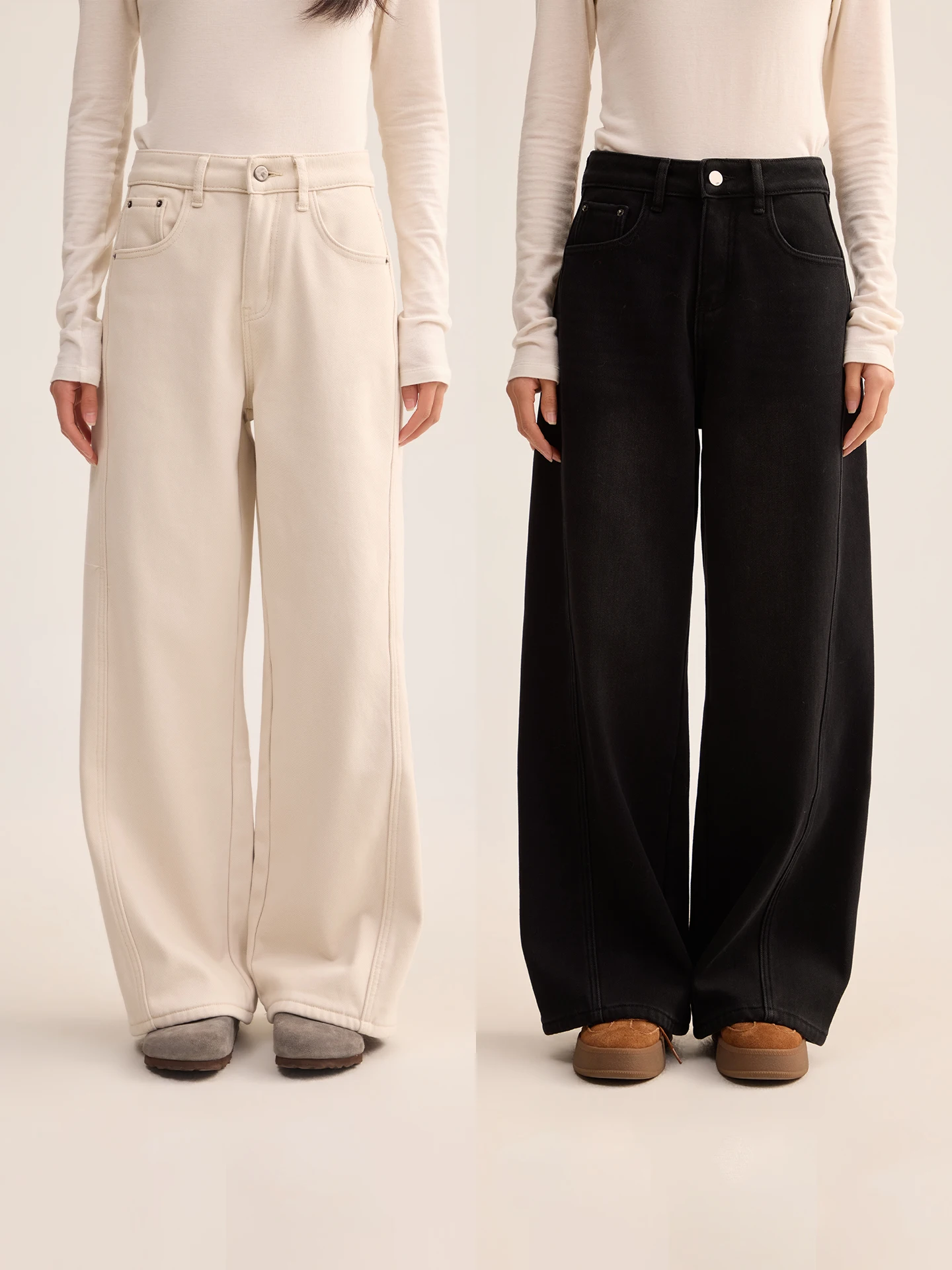 

Женские джинсы Fuxu с высокой талией, утепленные, прямого кроя, с декоративными элементами, из мягкого хлопка, теплые зимние джинсы