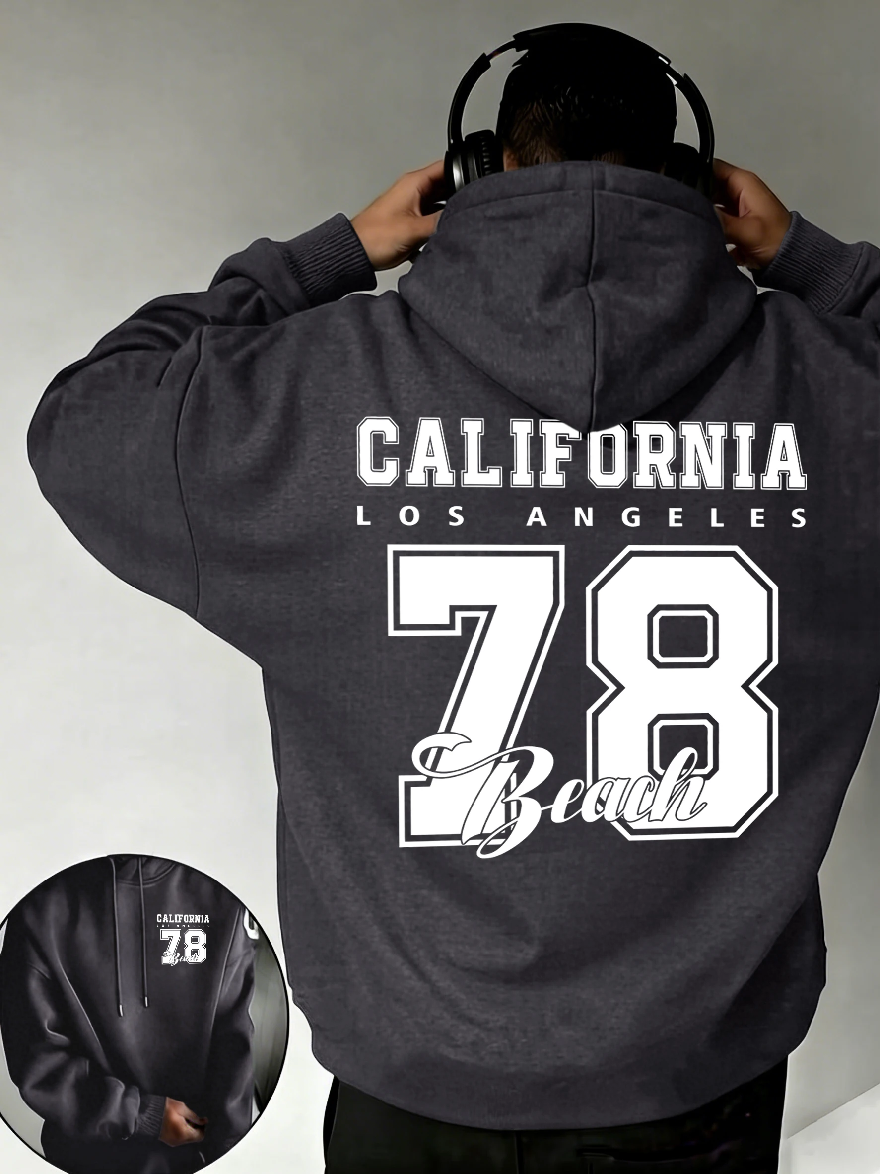 

Мужские классические теплые худи с принтом California Number 78 Beach, флисовая мягкая одежда, свободная спортивная одежда в стиле хип-хоп, повседневный универсальный пуловер