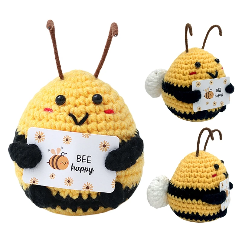 Crochet Bee Positive Potato, Accesorio de Oficina, Accesorio de Escritorio, Regalo de Cumpleaños, Decoración de Habitación, Accesorios de Interior