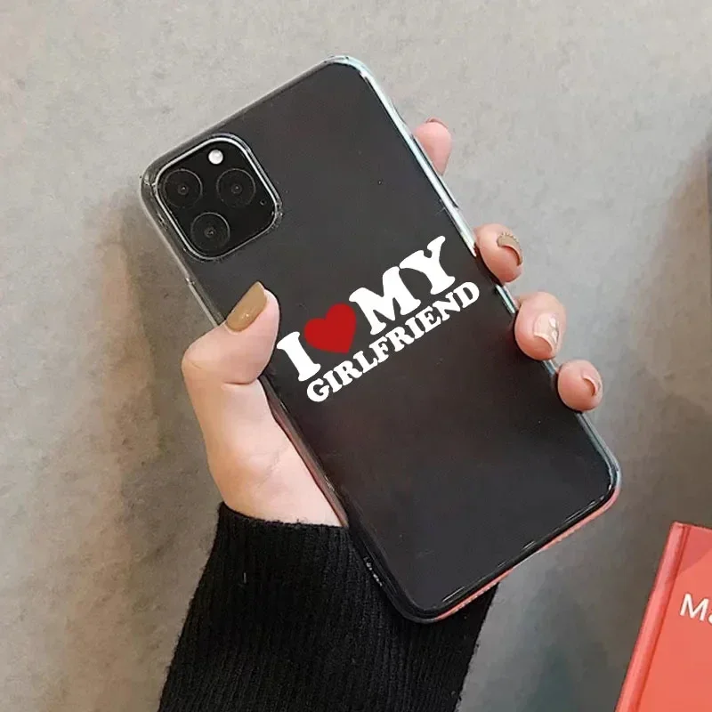 나는 내 남자 친구를 사랑합니다 여자 친구 커플 전화 케이스 iPhone 16 11 12 13 14 15 Pro Max Mini 7 8 Plus 페어링 맞춤형 소프트 커버
