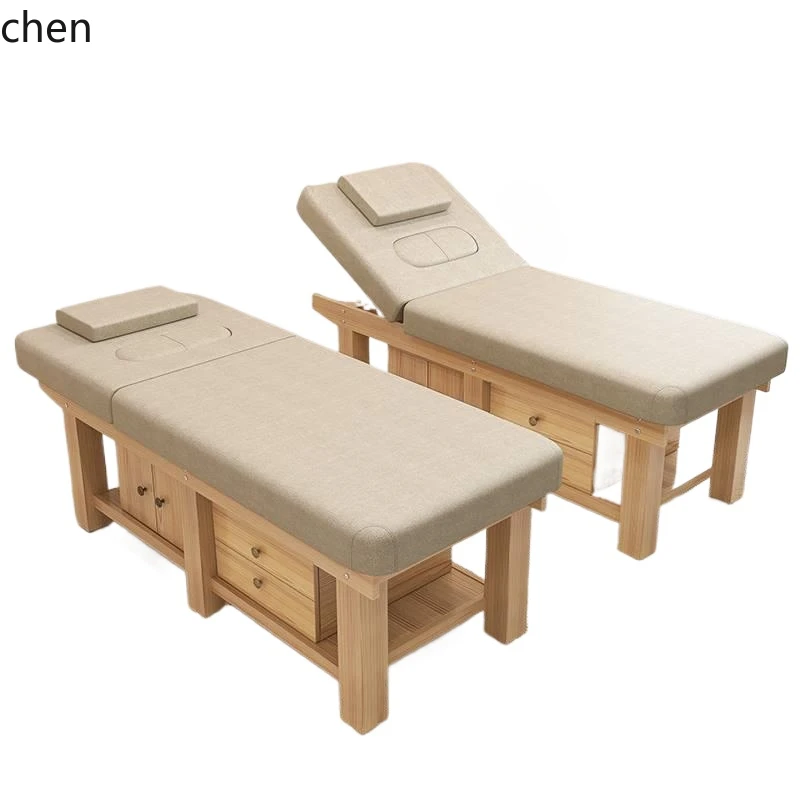 

Zws. Solid wood physiotherapy with chest hole head hole embroidery body home massage bed beauty salon special bed