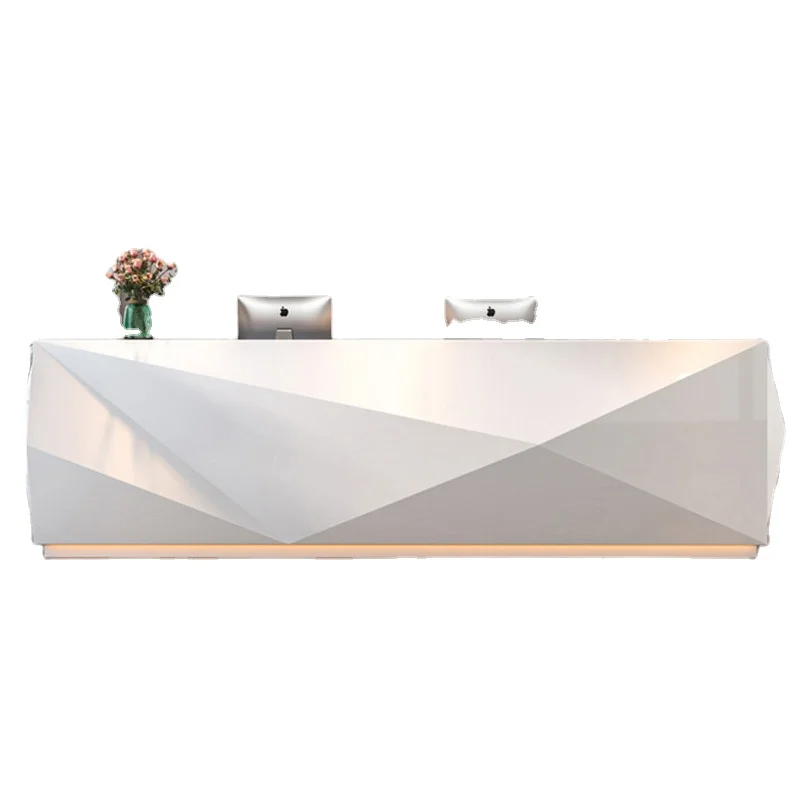 

Modern Simple High Gloss Office Furniture White Marble Spa Nail Salon Reception Desk QTZ21 China Customized 3 Years 1pcs
