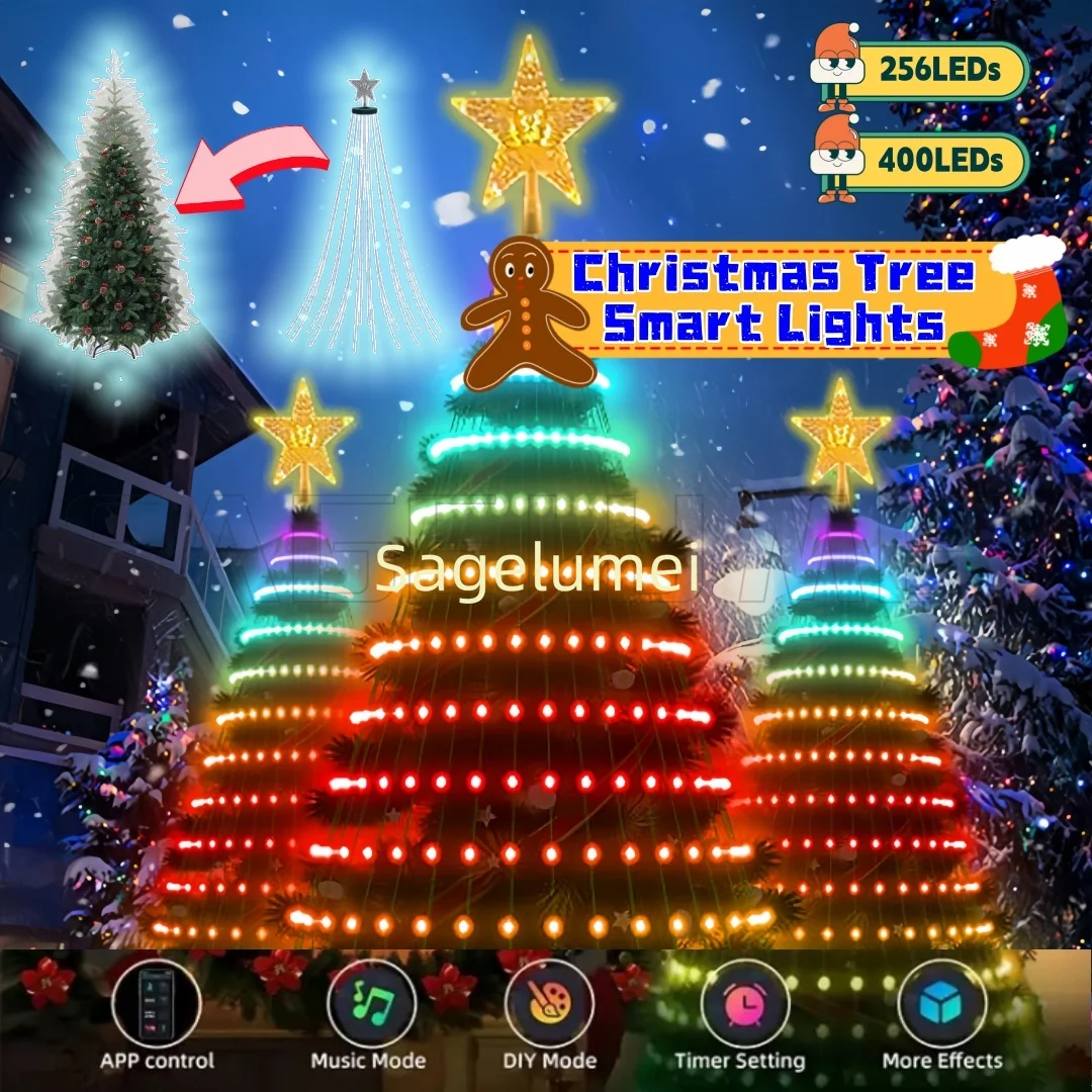 DIY Christmas Tree Garland Lights DIY Picture LED RGB String Light Bluetooth Control LED String Xmas Christmas Lights Smart APP