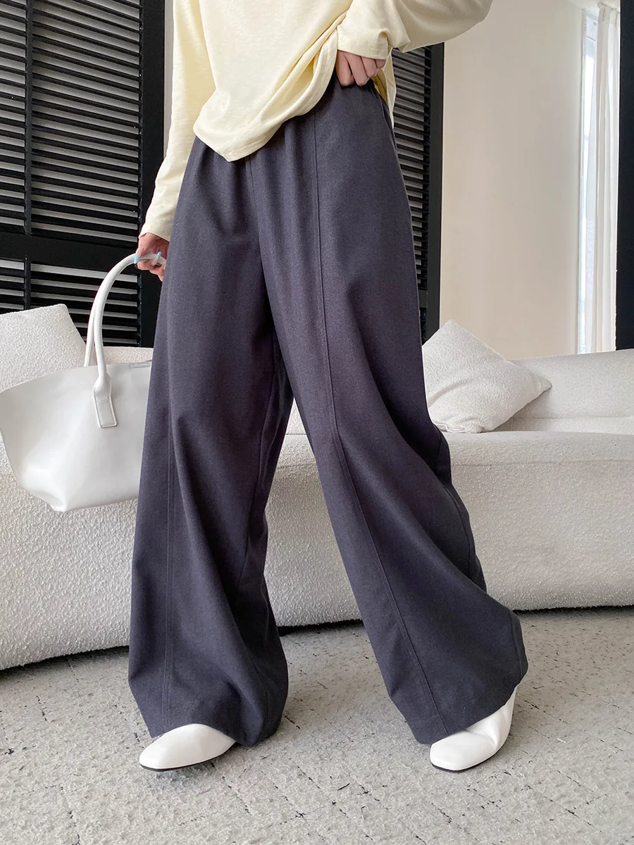 Autumn new casual relaxed atmosphere with elastic waist, slimming and loose casual wide leg pants