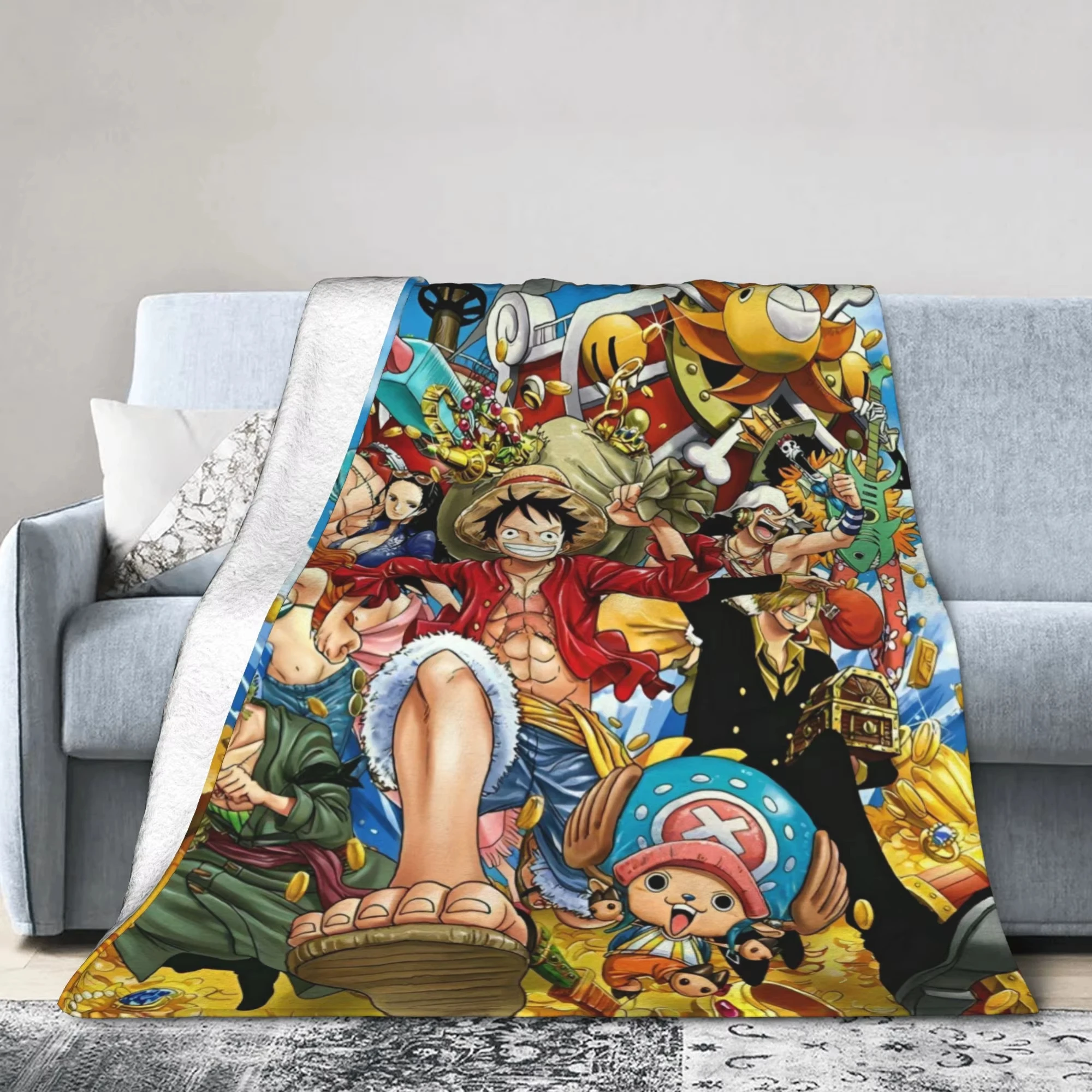 Luffy Anime Decke Flanell Wurfdecke Bettwäsche Couch Tragbare Ultra-Weiche Warme Tagesdecke für Überall Film Büro Reise