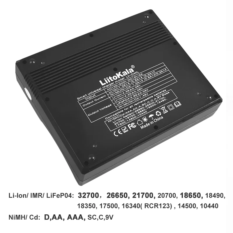 LiitoKala Lii-D4XL Lii-D4 3.7VLi-ion 1.2V NiMH/Cd 18650 21700 26650 26700 32700 D AA AAA 9V LCD Battery Display Charger