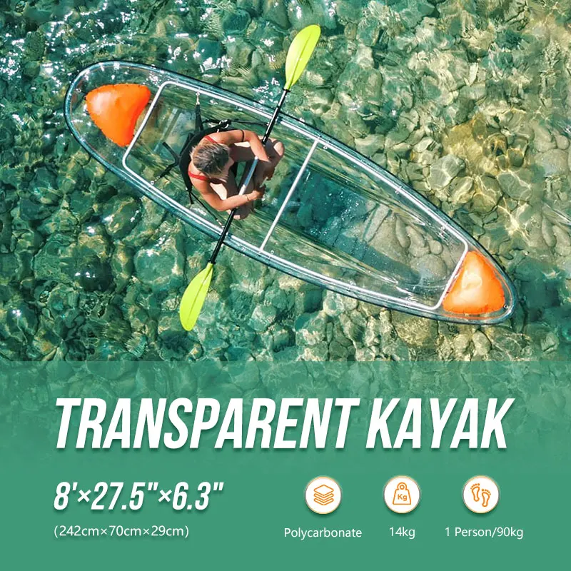 Direct From Supplier Crystal Kayak Two Person Transparent And Lightweight For Calm Lakes And Rivers
