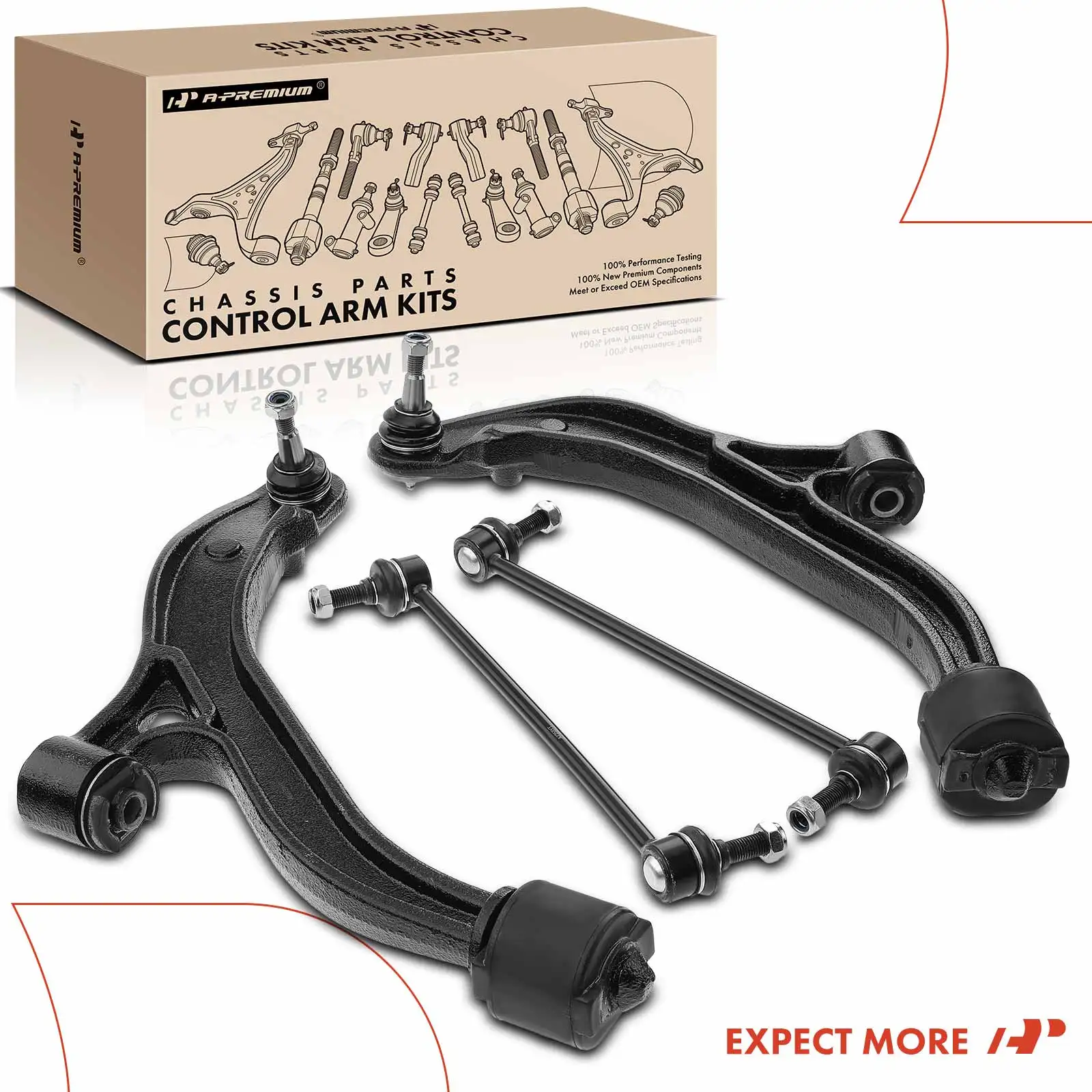 A-Premium 4x Front Control Arm & Stabilizer Bar Link for Dodge Grand Caravan Caravan 2001-2007 Chrysler Town & Country 2001-2007