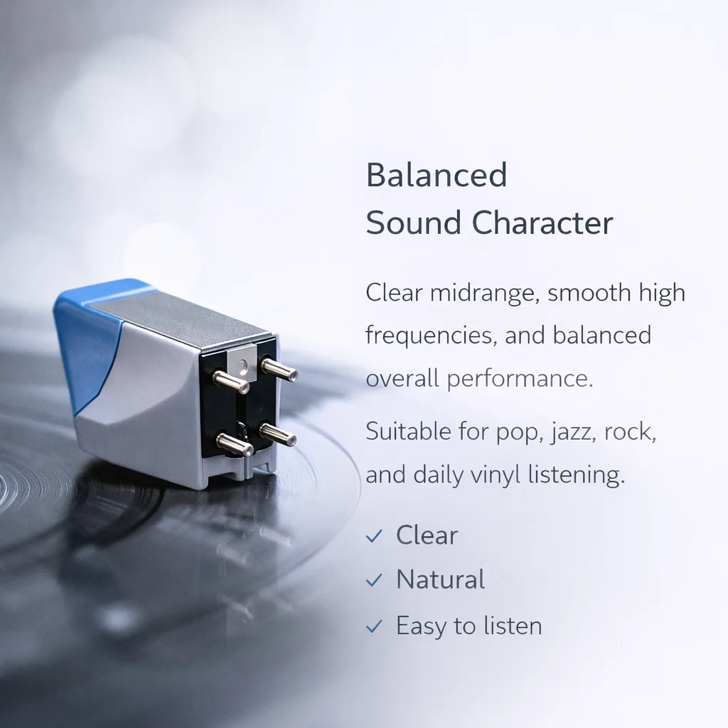 MM Phono Cartridge for Beginners, Smooth Sound, 2.2g Tracking Force, 2-Screw Mount, MM-13 view 3