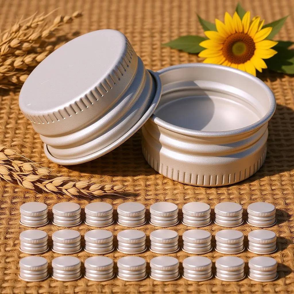 100Pcs 18x13mm Aluminum Transparent Screw Lids Leakproof Threaded Replacement Caps for Glass Bottles Kitchen Jars Liquid