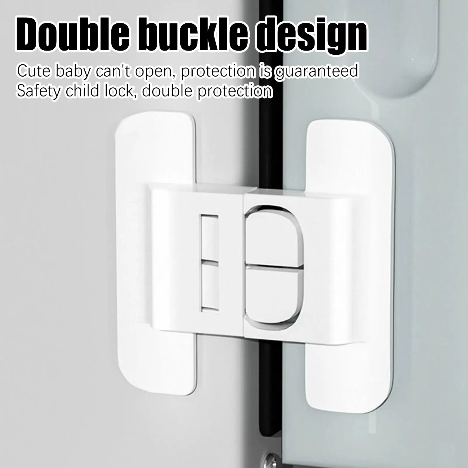 Lock for Fridge Self-Adhesive Fixed Buckle Fridge Closer Metal Glass Refrigerator Locks for Kids Protection Kitchen Cabinets