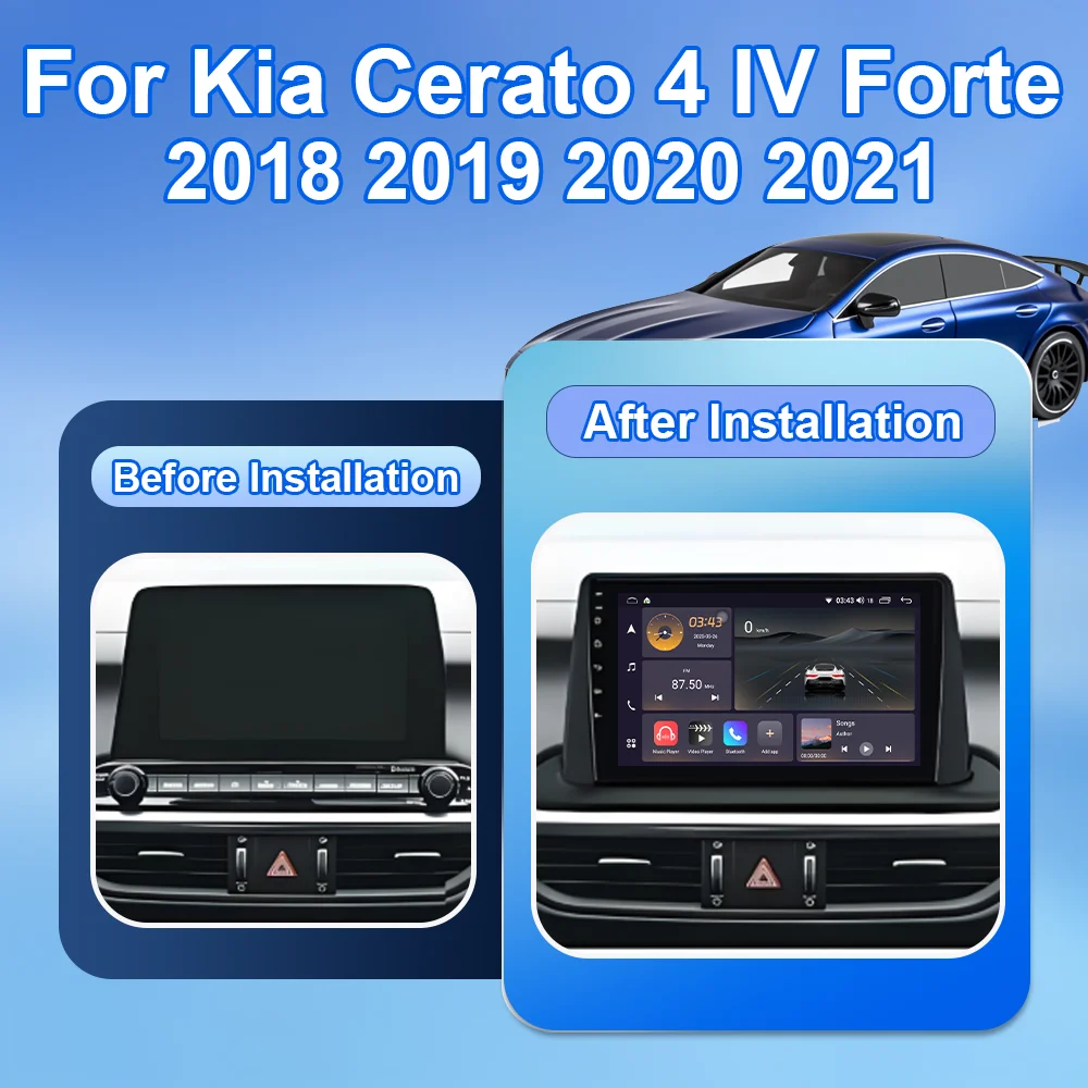 Android 15 For Kia Cerato 4 IV Forte 2018 2019 2020 2021 Car Radio Stereo Intelligent System Carplay Multimedia Screen Bluetooth
