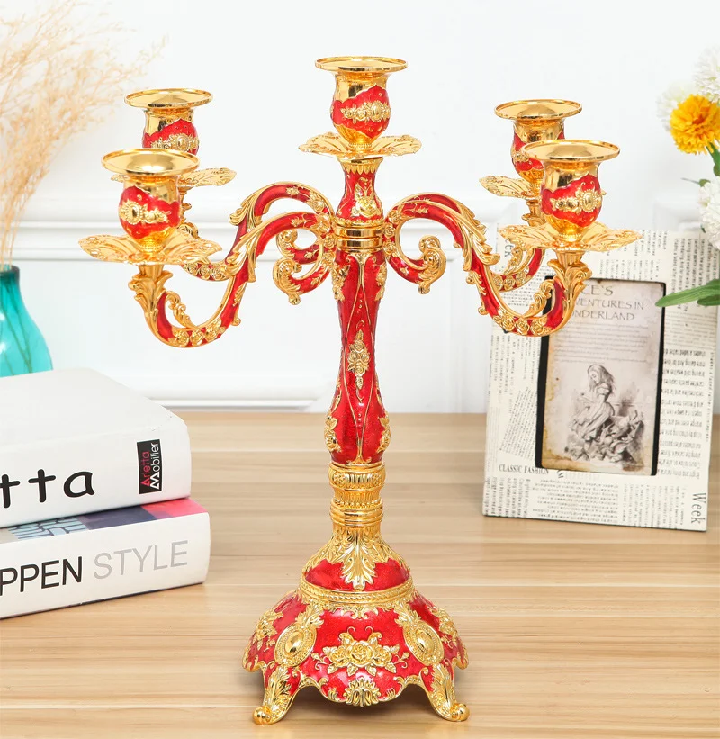 

European Vintage 5 arm wedding centerpiece candelabra candlesticks metal candle holder metalcraft gift for home decor